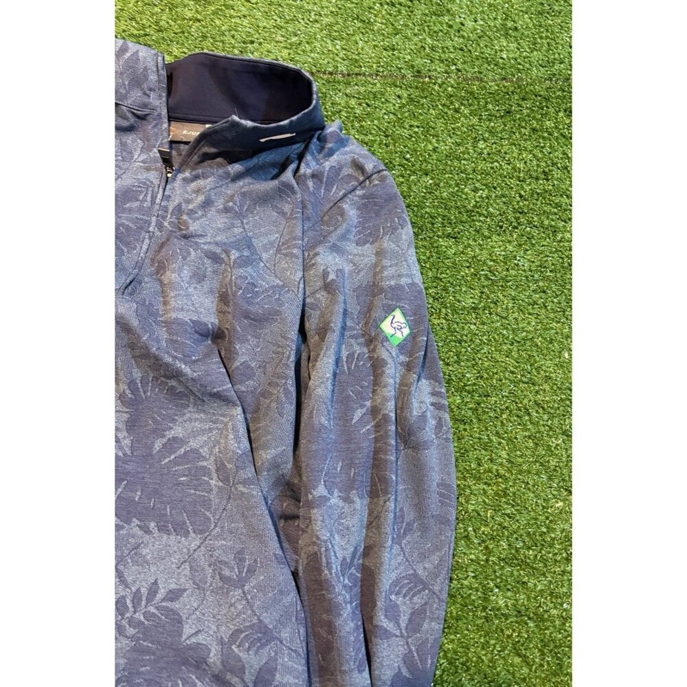 Kjus 1/4 zip mens medium blue floral lighweight breathable sweater pullover - Picture 5 of 11